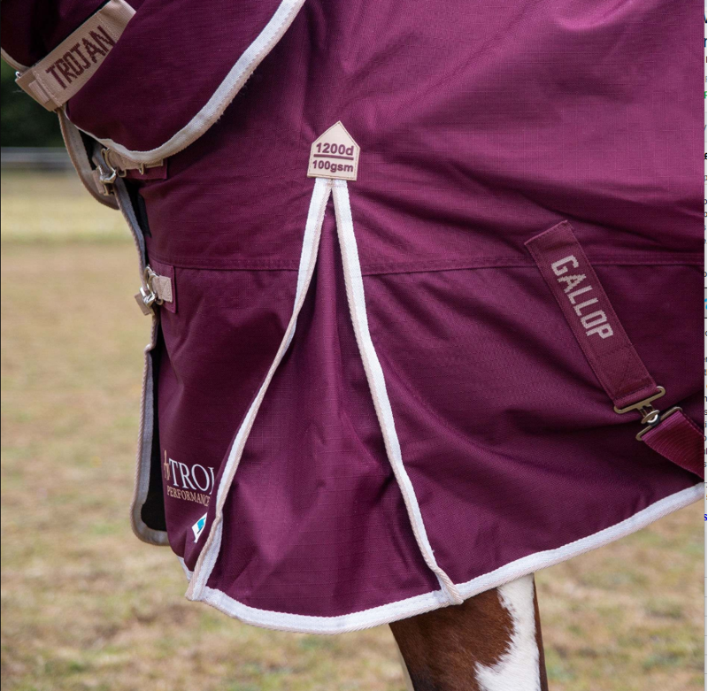 Gallop Trojan 100g Duraproof Combo Turnout Rug 1200 Denier Burgundy-1