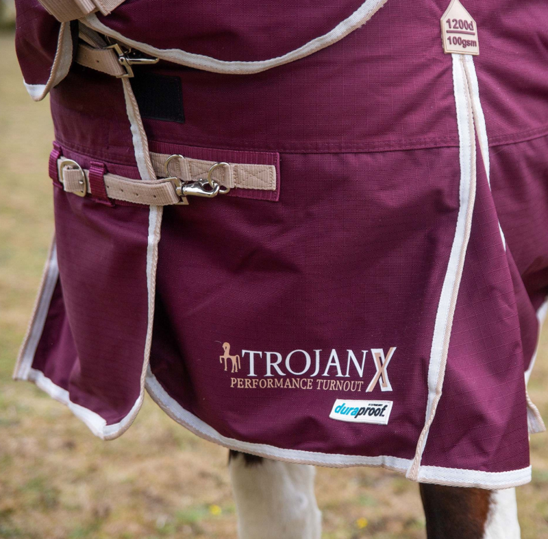 Gallop Trojan 100g Duraproof Combo Turnout Rug 1200 Denier Burgundy-2