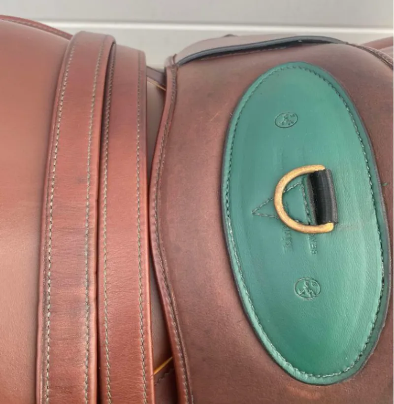 17.5 Kirkland Saddlery Jump Saddle Tan/Green MW-4