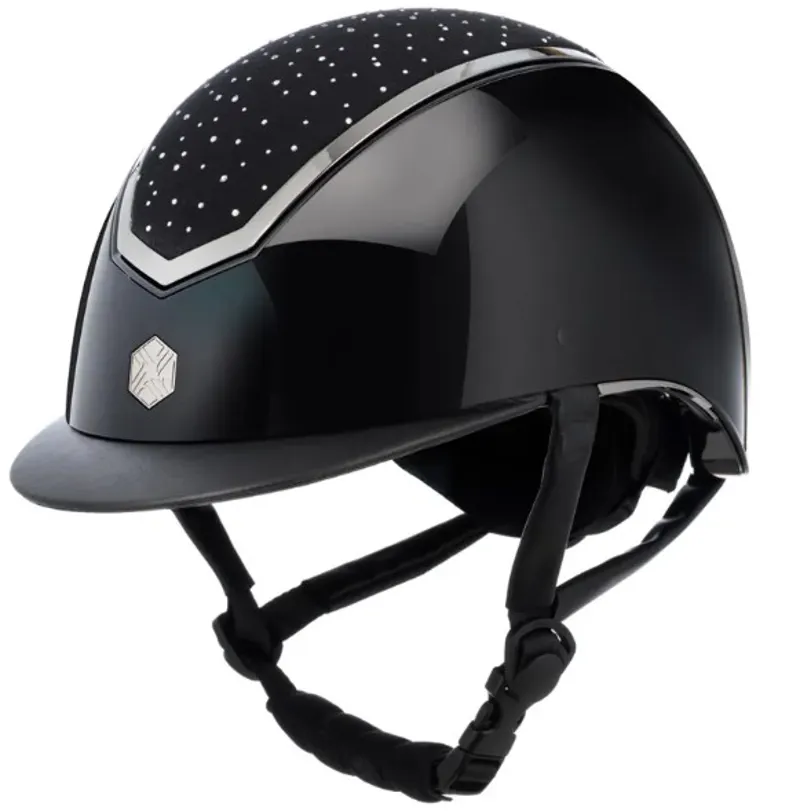 Charles Owen EQX Black Gloss/ Chrome Kylo Crystal