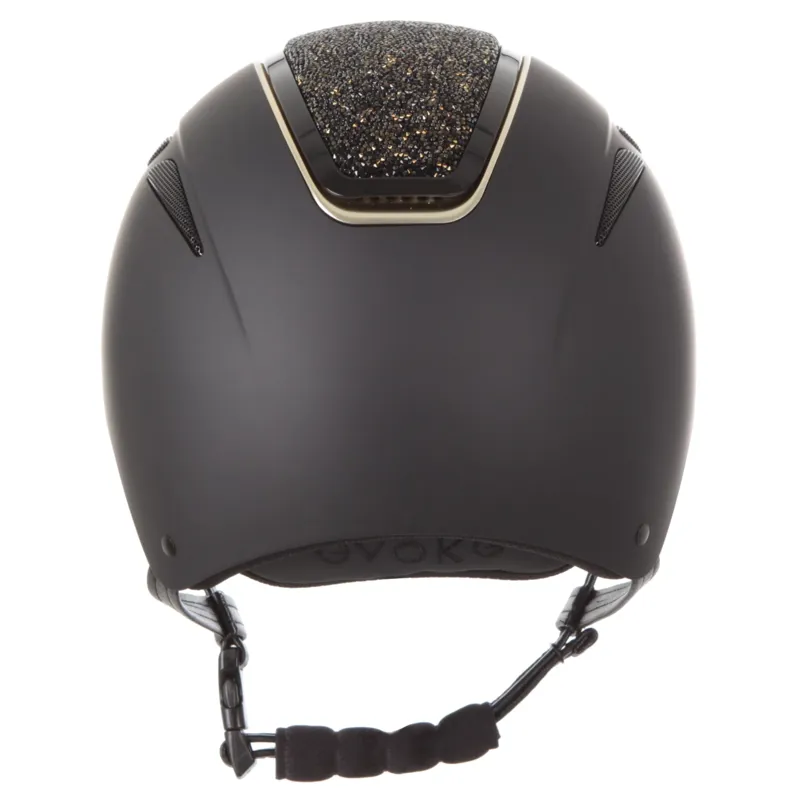 Evoke Callisto Standard Peak Black/Gold Crystal Riding Hat-3