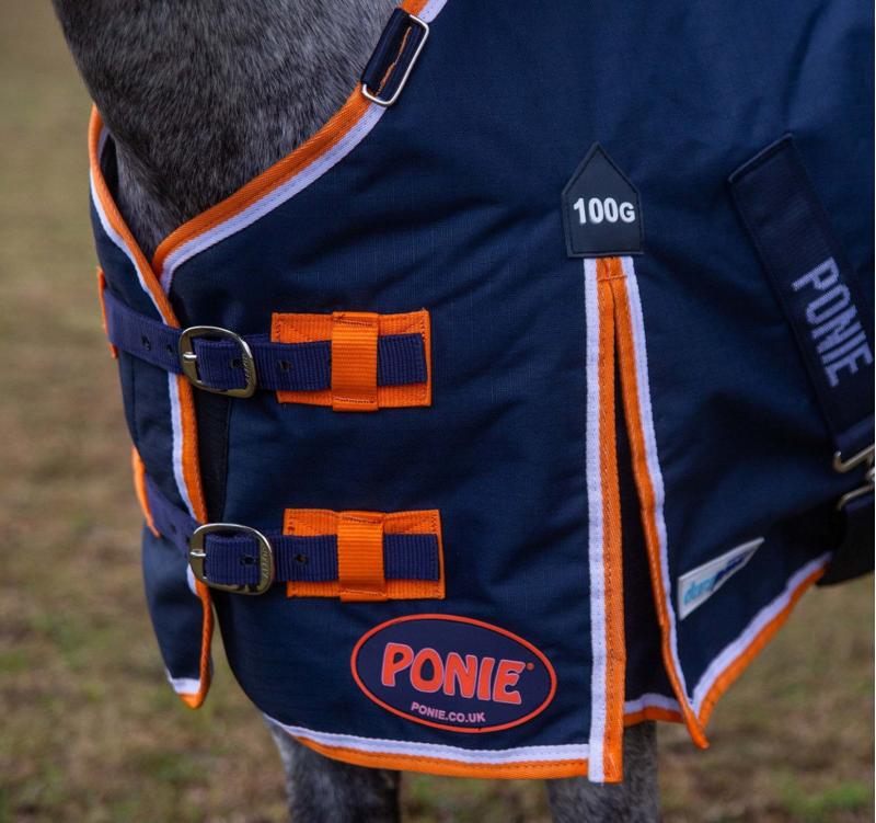 Gallop Ponie 100g Duraproof Standard Neck Turnout Navy-2