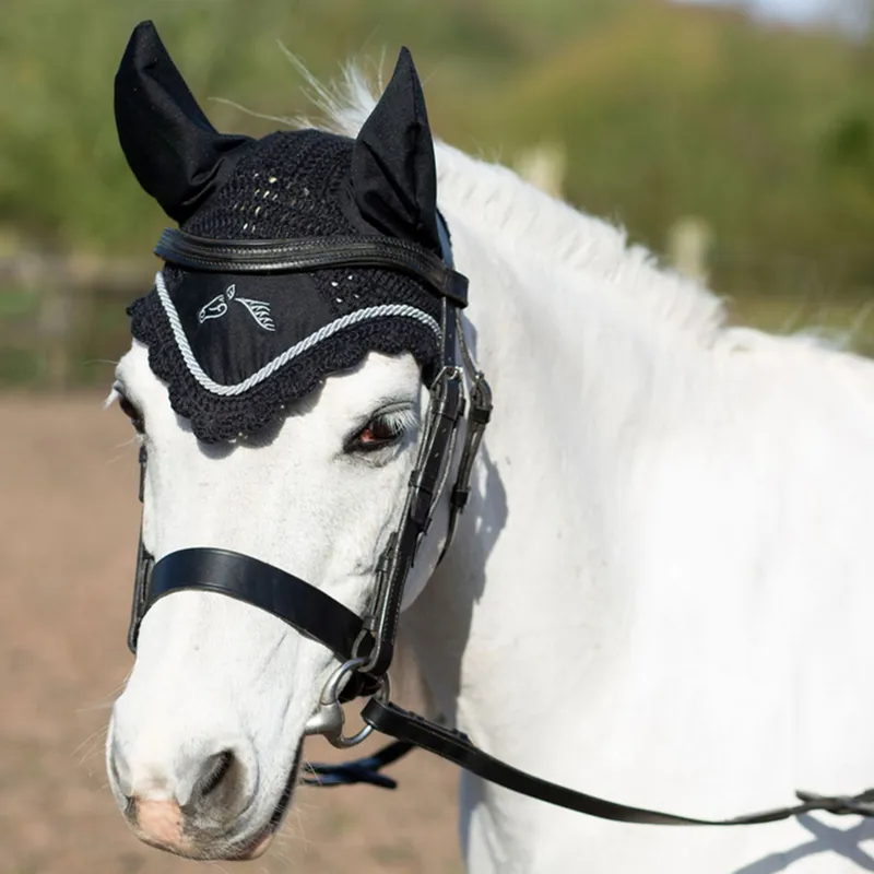 Gallop Quilted Close Contact/GP Saddlecloth Black/Silver with Ear Bonnet-2