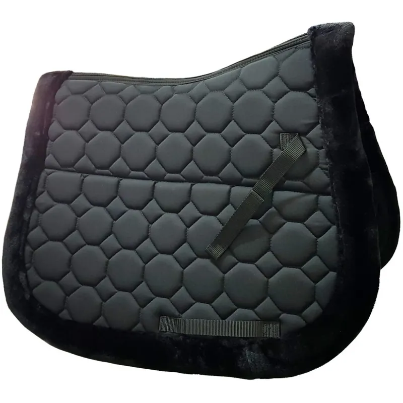 Gallop Prestige Faux Fur Vented Saddle Pad Black Full Size
