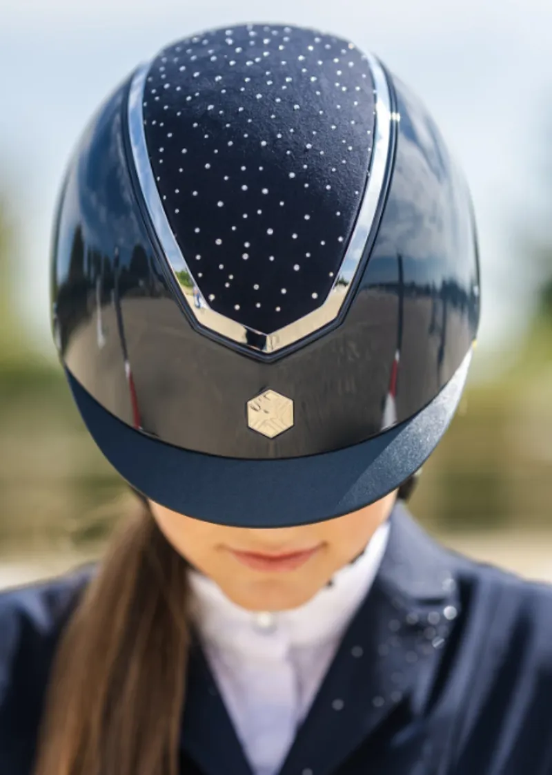 Charles Owen EQX Navy Gloss/Silver Crystal Kylo