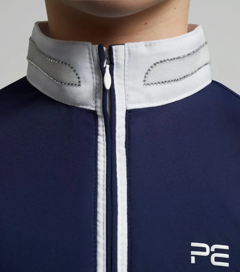 PREMIER EQUINE MARIA GIRLS DIAMANTE SHOW SHIRT NAVY-1