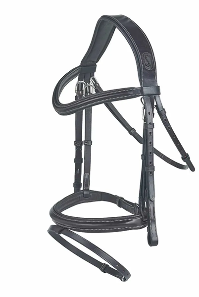 GFS Pessoa Flash Bridle with Soft Rubber Grip Reins Black