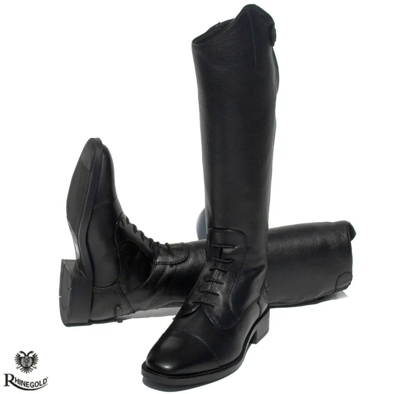 Rhinegold Young Rider Luxus Elite Long Leather Riding Boots Childs Black
